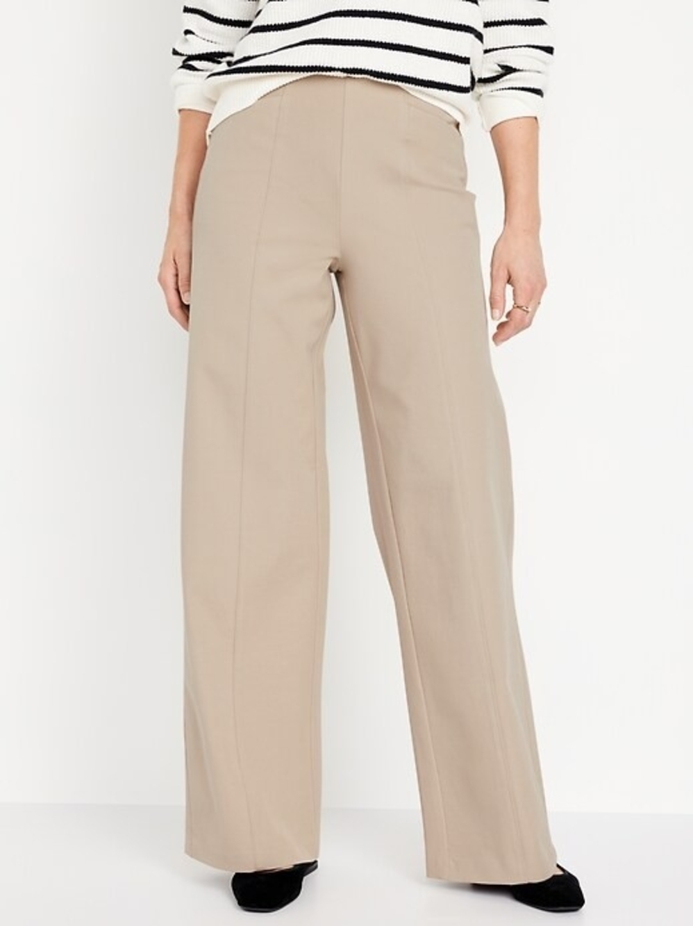 Old Navy Beige Pixie Wide-Leg High-Rise Pants Size Large